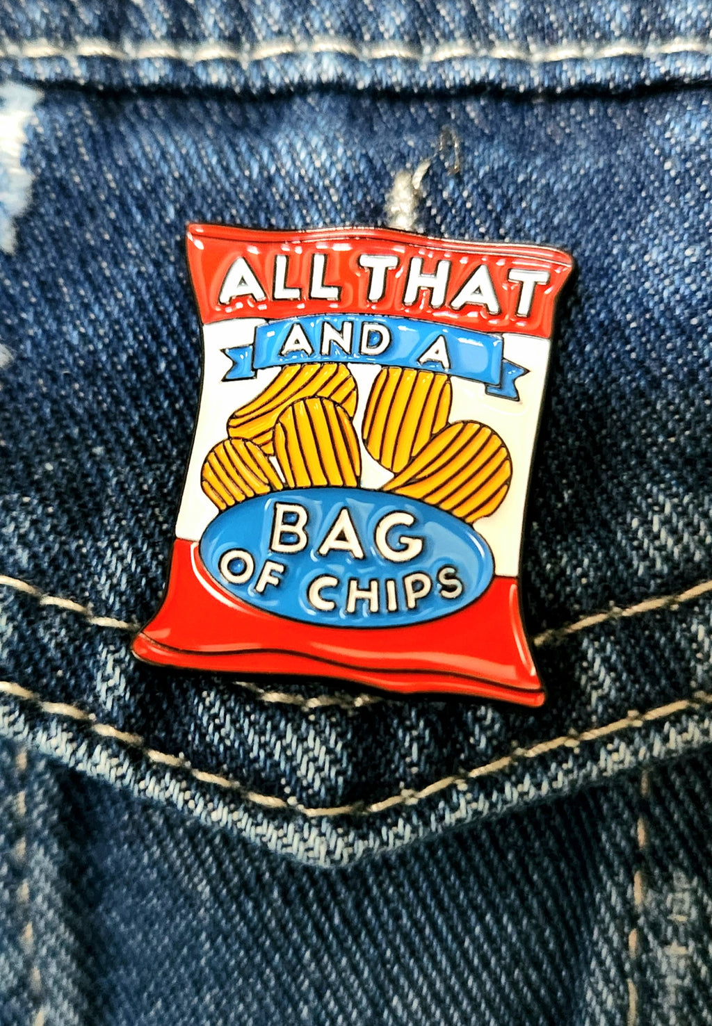 All That and a Bag of Chips Enamel Pin | 90s Slang Pin | Funny Retro Pin | Nostalgia Gift | Y2K Aesthetic Accessory