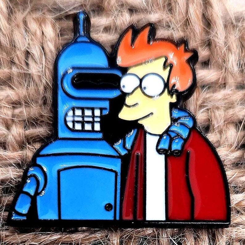 Fry and Bender Enamel Pin