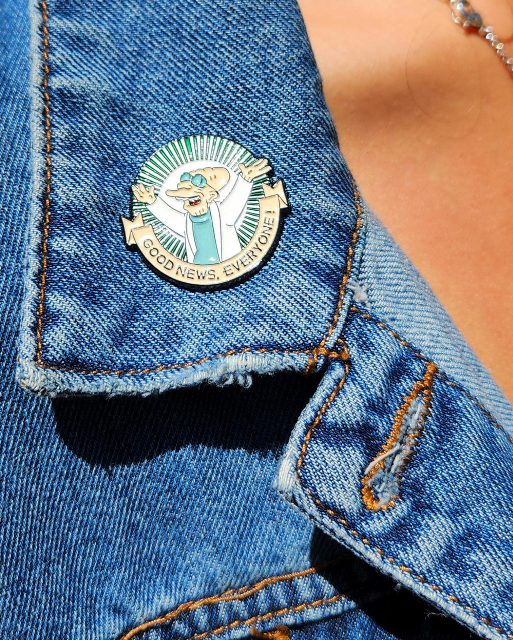 Futurama Professor Farnsworth "Good News Everyone" Enamel Pin