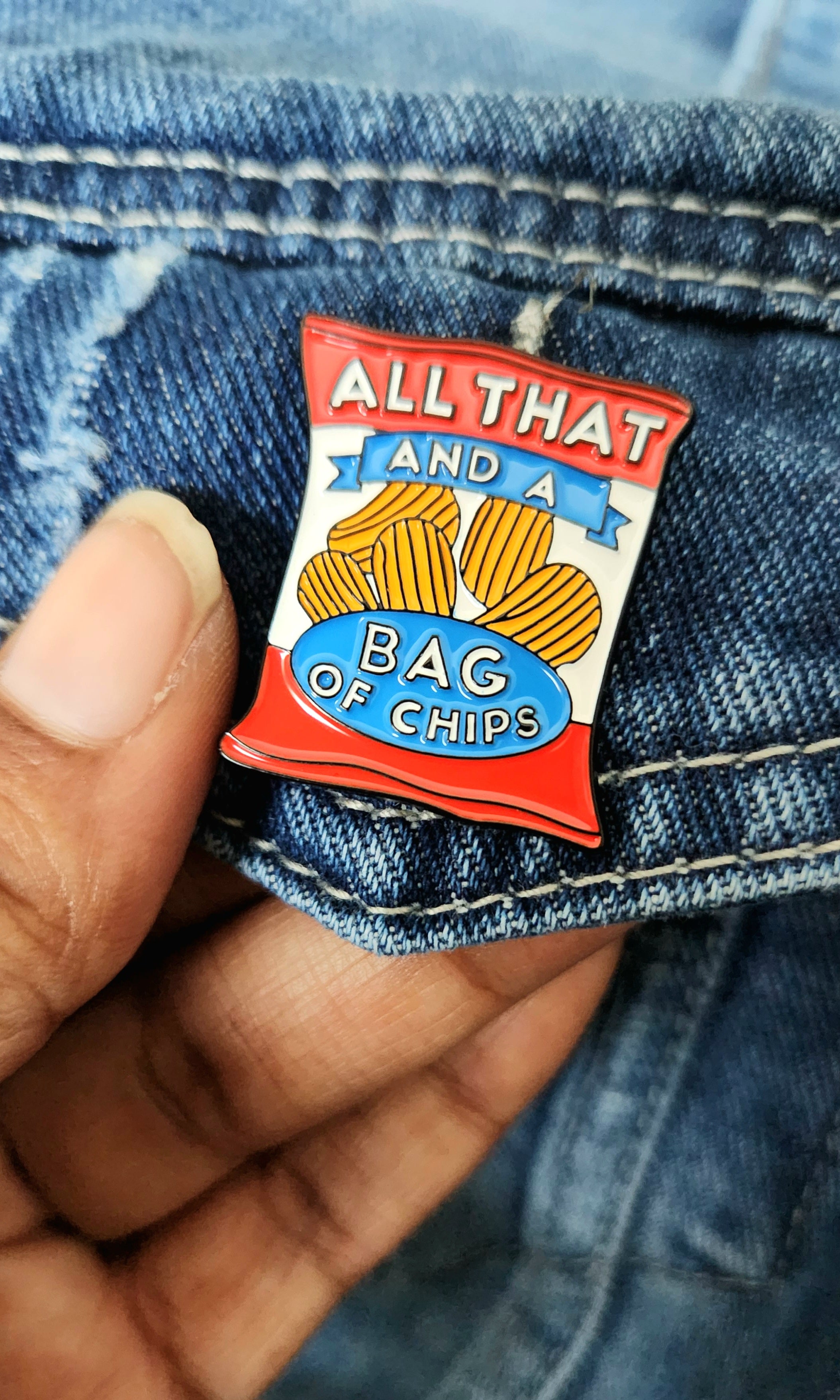 All That and a Bag of Chips Enamel Pin | 90s Slang Pin | Funny Retro Pin | Nostalgia Gift | Y2K Aesthetic Accessory